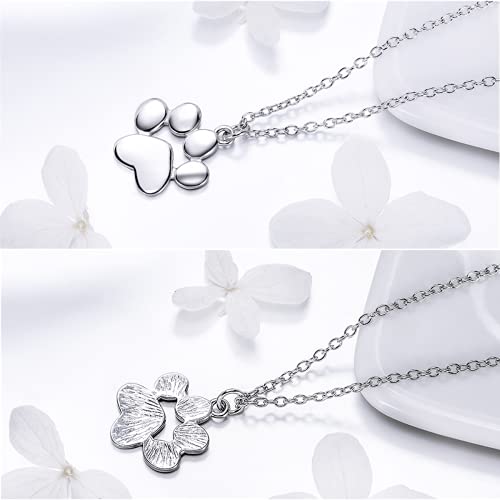 Rukyf SCN275-2+BZ0049 Silver Dog Cat Paw Print Pendant Necklace thumb #3
