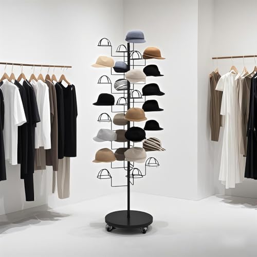 Soporte de metal para sombreros con ganchos circulares, organizador de almacenamiento de tapas de bola que ahorra espacio para tiendas y hogar