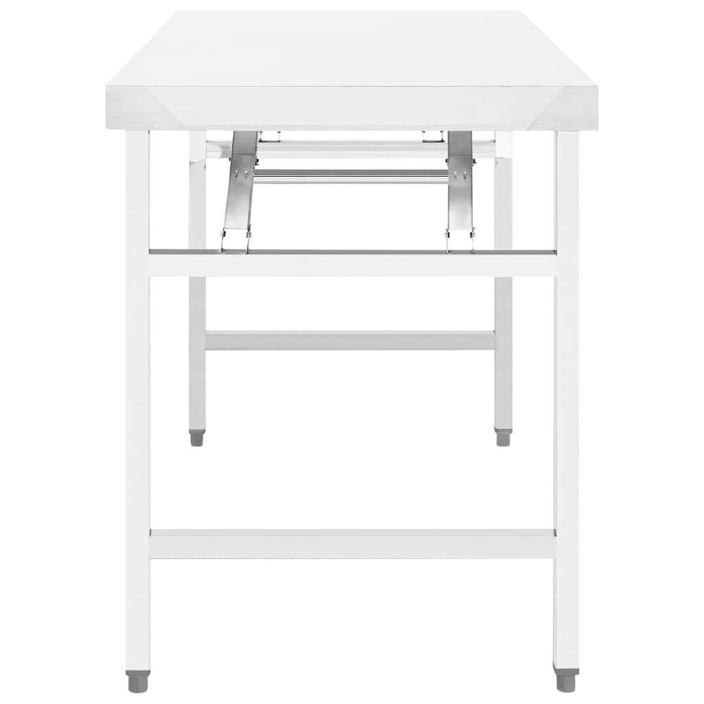 vidaXL Küchentisch Klappbar Gastronomie Gastro Tisch Arbeitstisch Klapptisch Edelstahltisch für Restaurant Kantine 100x60x80cm Edelstahl
