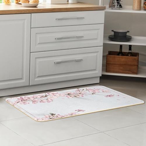 Tapete de cocina antideslizante alfombrilla lavable de 2 piezas diseño flor de cerezo hogar 7