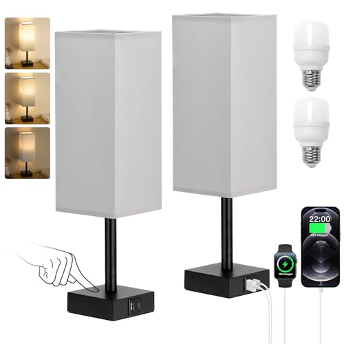Lampe de chevet tactile lot de 2 avec ports USB-C et A pour chambre