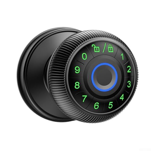 Verrou à bille d'empreintes digitales avec technologie anti-peep mot de passe, compatible avec l'application Graffiti pour la sécurité de la maison et du bureau, noir