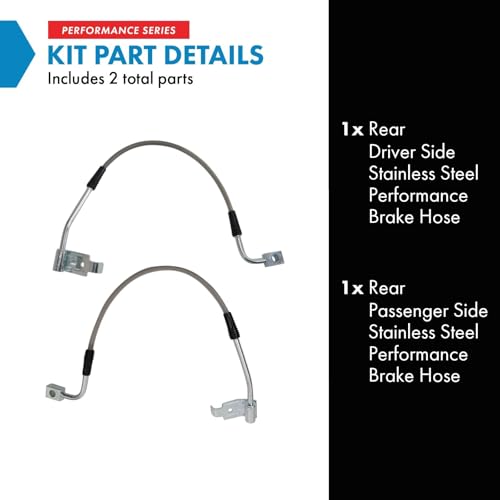 Image of TRQ Rear Brake Hose Set Compatible with 2008-2012 Jeep Wrangler