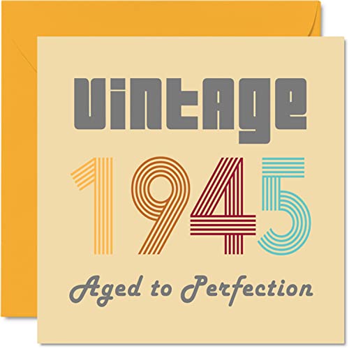 Tarjetas 77 cumpleaños hombres mujeres, vintage 1945 envejecido a perfección, 77 tarjetas cumpleaños divertidas ella, 145 mm x 145 mm, tarjetas felicitación cumpleaños mamá, papá, abuelo, niñera