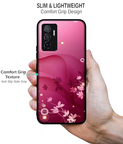 Image of Pink Abstract Design Premium 2D Printed Metal Back Case Cover for Vivo V23E 5G / Y75 4G