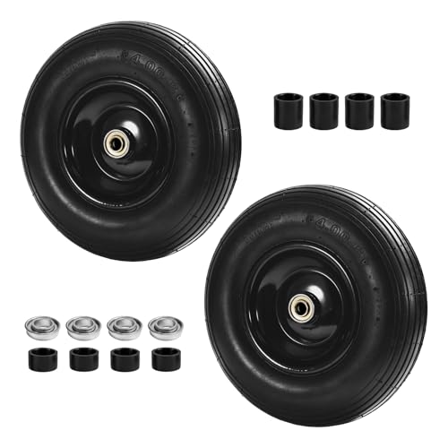 LTNICER (2-Pack) 4.00-6 Wheelbarrow Tires, 13 Inch Pneumatic Tire and Wheel with 5/8