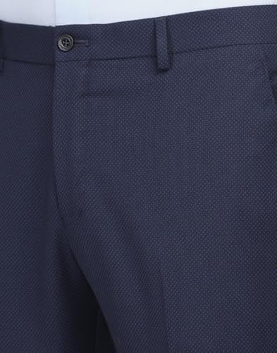 Image of Blackberrys Men Wool-Blend Textured Slim Fit Navy Suit