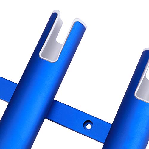 Blue Aluminium Fishing Rod Holder for Boat, Wall-Mounted 3 Tubes Linked Fishing Pole Holders, Fishing Rod Rack for Garage, Holds 3 Rods, 3 Rod Rack for Marine Yacht Truck RV Home