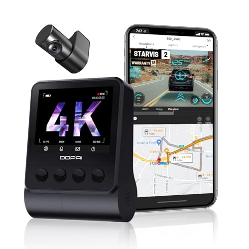 DDPAI True 4K UHD Dual Dash Cam for Car Front and Rear | 8MP Front + 3MP Rear, STARVIS IMX415 Sensor, Built-in GPS, ADAS, Night Vision, Wi-Fi & App Co