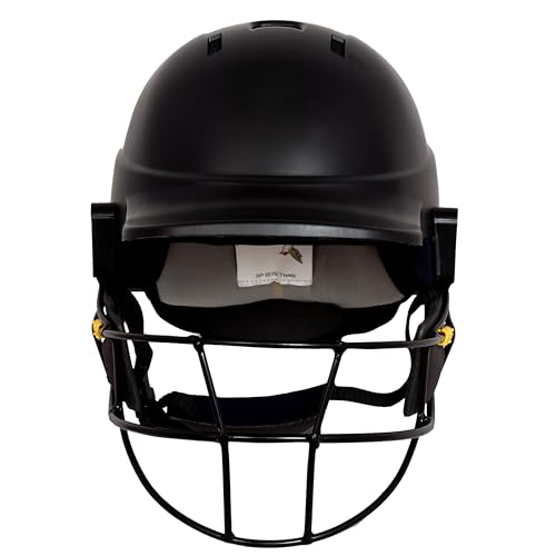 Image of Woodpecker Aero Pro Professional Grade Cricket Batting Helmet with Carbon Steel | Navy Blue | Steel Single Grille Face Guard |Lightweight & Comfortable, Painted Helmet Without Cloth (Size-S)