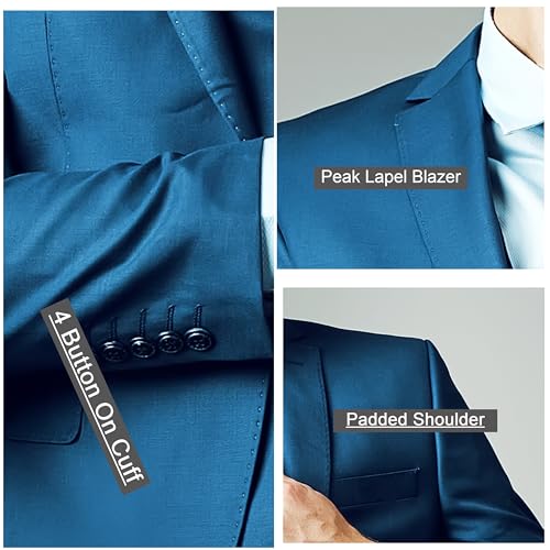 Generic Men's 3 Piece Suit Slim fit Burgundy Blazer Vest Pant Set Office Business Dress Code, Olive Green3