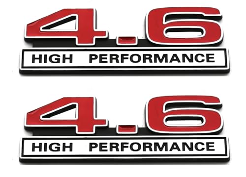 Image of 2pcs 4.6 Liter High Performance Engine Emblems Badge 3D Decals Stickers Cars Trucks (Chrome Red)