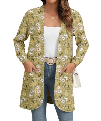 Image of YSYOKOW Cardigan Sweaters for Women Long Sleeve Open Front with Pockets | Long Cardigans for Women Lightweight Soft Casual Dressy Loose Fit Cardigan Sweater with Pockets for Work and Office