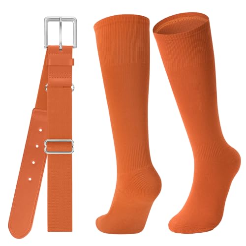 Image of Baseball Socks and Belt for Youth Adult Softball Socks Combo Elastic Waist Belt for Men Kids Boys Girls Women JASGOOD