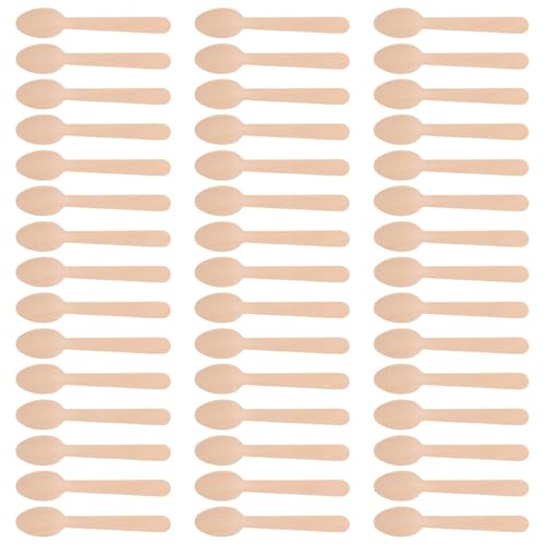 EXAOMBLE 使い捨て木製スプーン 環境配慮型アイスクリーム用ミニデザートスプーン パーティーや試食にな多用途小型木製調理器具