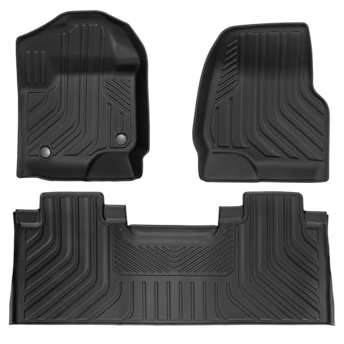 Image of WEIZE Floor Mats Compatible with F250 /F350, All Weather Floor Liners for 2017-2024 2025 Ford F-250 /F-350 SuperCrew Cab Rear with Under Seat Fold Flat Storage,Set of 3