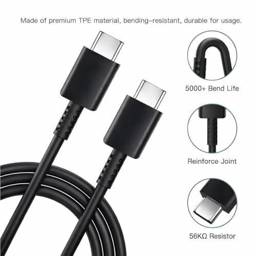 Image of Samsung 45W USB C to Type C,3.3FT Fast Charging Cable High Speed Data Transfer Compatible with Samsung Galaxy M35 /M15 /F15 /A15 /A14 /M14 /F14 /M34 /F34 /A34 /A54 /S21 Fe /S22 /S23 /S24 /S25 Plus Ultra,Tablet