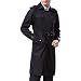 AOWOFS Herren Zweireihiger Trenchcoat mit Gürtel Revers Lang Mantel Business Jacke Frühling Übergangsjacke （ Schwarz M