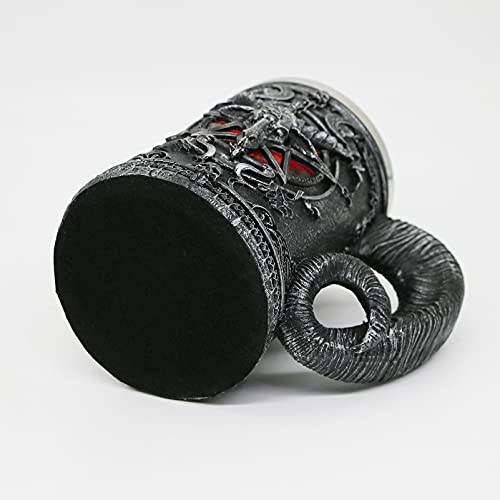 Alikiki Medieval Baphomet Head Beer Mug - Sabbatic Goat Pentagram Drinking Tankard 21Oz Stainless Steel Wine Coffee Cup Novelty Gothic Father Day Gift Party Decorations #TOP3