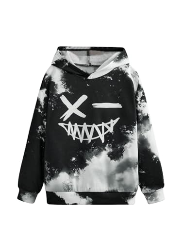 SweatyRocks Boy's Tie Dye Graphic Hoodies Long Sleeve Sweatshirt Pullover Tops