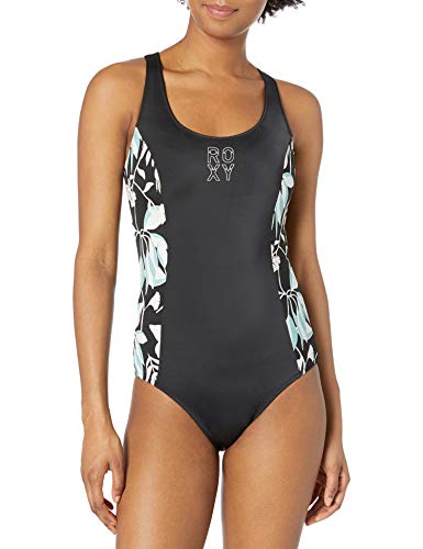 Roxy Junior's Fitness One Piece Swimsuit, True Black Story of Sunshine, M