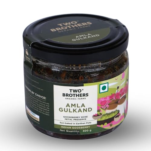 Image of Two Brothers Organic Farms Amla Gulkand (300G) | Gulkand Rose Petal Jam with Amla | Natural with Cooling Properties | Rich in Vitamin C & Antioxidants | Traditional Ayurvedic Sweet | No Refined Sugar