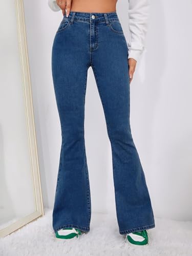 Image of Vogaan Women's High Waist Jeans || Flared Bell Bottom Bootcut Pants || Wide Leg Denim - Perfect for Travel, Party & Everyday Use