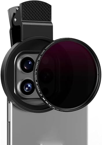 Kopinma 52mm Variabler ND2-ND400 Filter, Aufsteckbarer Variabler Neutraldichtefilter für Kamera Von Telefonen, Schraubfilter für 17/16/15/14/ Pro Max Moto