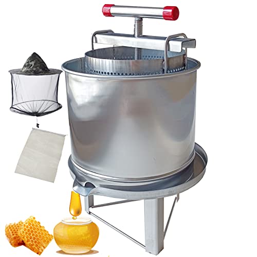 HCTOOL 蜂蜜 分離器 絞り器 圧搾機 蜂蜜絞り機 はちみつ絞り器 ハチミツしぼりき 手動 野菜脱水機 蜂蜜圧縮機 ステンレス 養蜂器具 圧縮製蝋器 はちみつ/みしん/ハチミツ/蜜蝋/野菜 絞り機 日本語の取り扱い説明書付き(保護帽子付き)