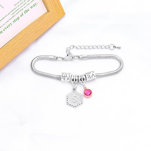HEYEJET Initial Bracelet Women Gifts 26 Letters Initial Charms Bracelet Silver Bracelet Birthday Christmas Jewellery Gift for Women Teen Girls - Image 6