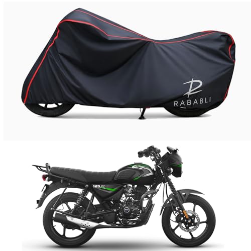 Image of Waterproof Bike Body Cover Compatible for | Bajaj CT 125X Disc | Taffeta Fabric, Red Piping Design, Bottom Elastic Fit | Dustproof, Sun UV & Rain Protection for All Bikes