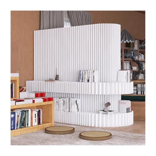折りたたみ式プライバシースクリーン、収納棚付き、自立式ペーパーウォールルームパーティションスクリーン、ホームスタジオオフィスライブラリ用(1.5x1.6m/4.92x5.25ft)