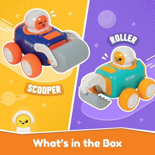 Image of Bloomingo Astro Diggers Cosmosis | 2 Space Construction Vehicles | Press & Go Action, Moving Toys | Ages 3+ | Space Themed Toys | Collect All 4 Space Rovers