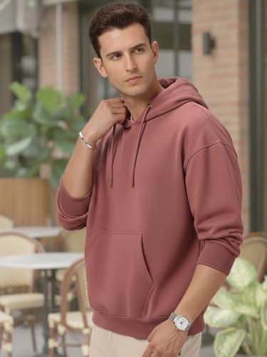 Image of Urbano Fashion Men's Cotton Solid Oversized Hooded Neck Sweatshirt