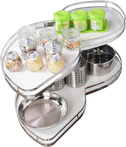 Corner Pull Out Organizer for Kitchen Cabinets, Height Adjustable Storage Rack, Blind Corner Unit, Carousel Shelf for 800mm or 900mm Base Cabinets