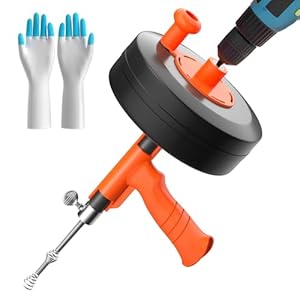 Drain Auger, Plumbing Snake With Drill Adapter, 35ft Heavy Duty Flexible Sink Steel Plumbing Auger Bathroom Hair Clog Removal Tool, Manual Or Powered – No auto retract or feed