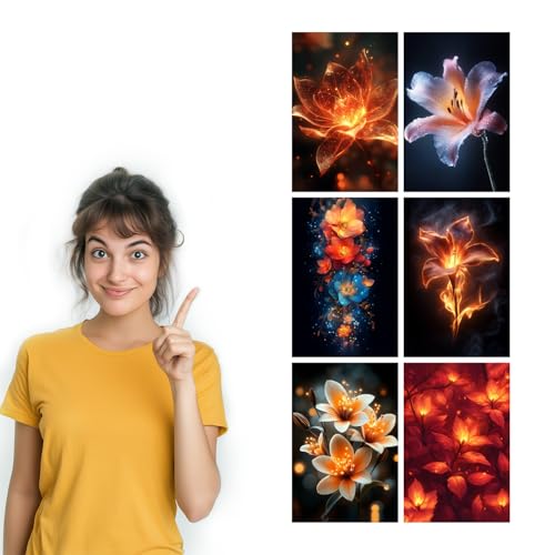 Image of SiddArtify Floral Wall Art Poster Print Set - Modern Flower Prints for Living Room Bedroom Office Decor - 8x12 Sticker Pack of 6