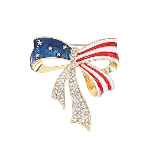 Image of USA Flag Brooch Pin for Women American Flag Brooches 4th of July Patriotic Red White Blue USA Flag Lapel Pin American Patriotic Medal Brooches Dress Accessories for Independence Day