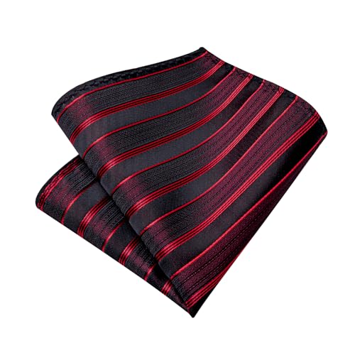 Image of DiBanGu Mens Tie Silk Plaid Striped Necktie and Pocket Square Cufflinks Tie Clip Set with Gift Box Formal Wedding Party