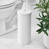 iDesign Kent Wolnostojący uchwyt na papier toaletowy, plastikowy uchwyt na papier toaletowy z pokrywką, do przechowywania niezbędnego papieru toaletowego, biały, 16 002 x 16 x 39,37 cm