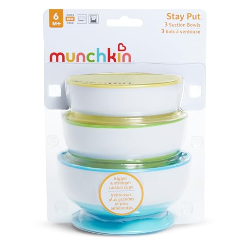 Munchkin Stay Put Baby Bowls with Suction, 3 Pack, Blue/Yellow - image 9