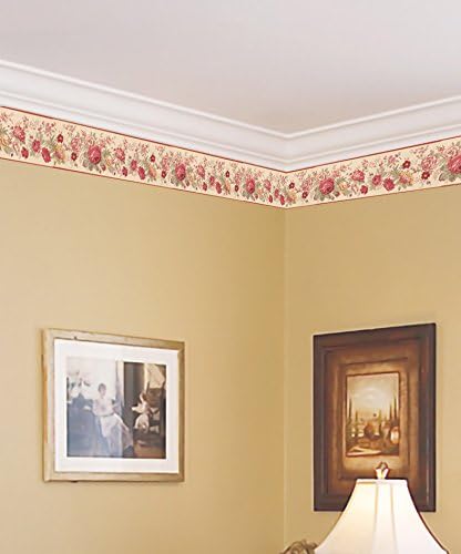 Miniatura 4 de Papel tapiz floral rojo amarillo con diseño de flores, diseño retro, rollo de 15 x 6 pulgadas