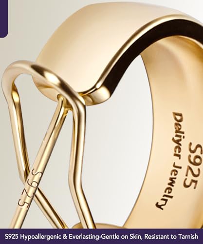 Small Huggie Hoop Earrings for Women, Chunky Real K Gold Plated Sterling Silver, S925 Hypoallergenic Jewelry Gift, Wide Thick 0.1oz Comfortable Everyday Earrings Non Tarnish (Gold/Silver) 5