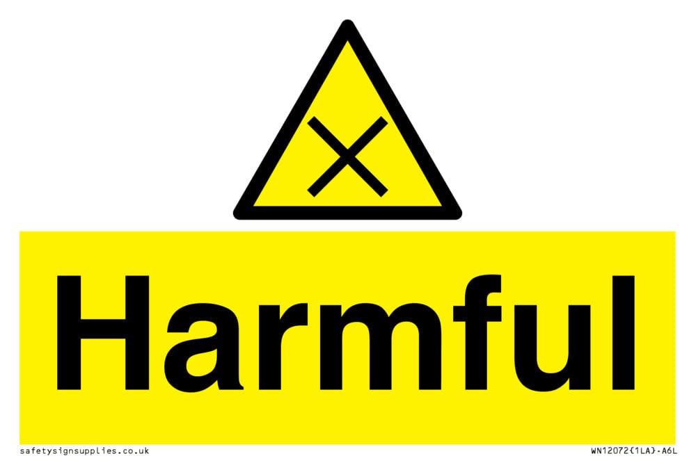 Harmful Sign - 150x100mm - A6L, Yellow/White
