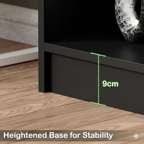 Image of Lukzer Engineered Wood 6 Tier Bookcase Open Book Shelf Storage Cabinet (MR-007 / Black / 134 x 24 x 71cm) DIY(Do It Yourself).