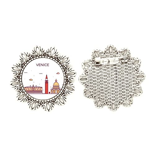 Broche de plata con flor de Venecia Italia realza ropa básica tamaño medium