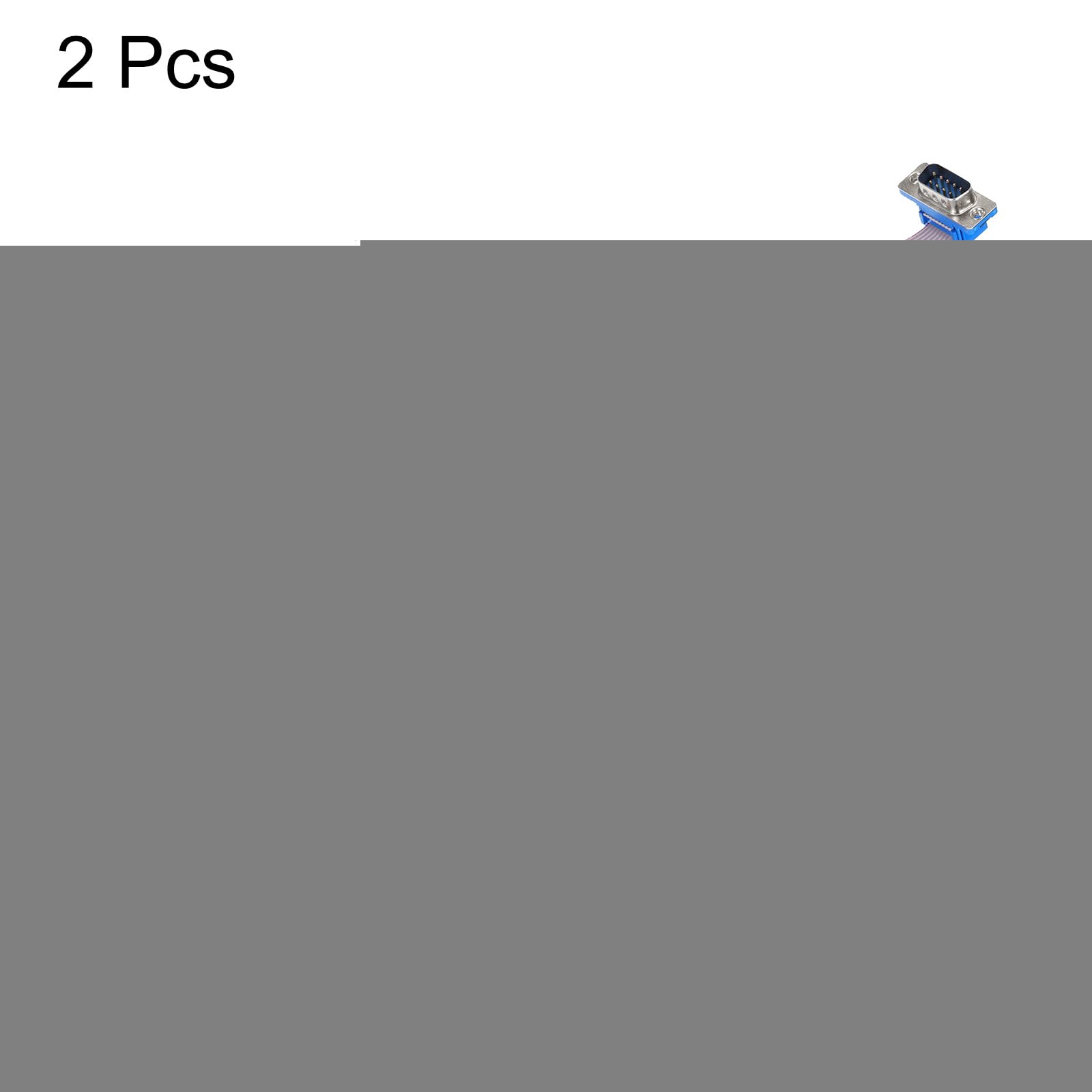 QUARKZMAN 2 Unidades de Cable de Cinta Plana de 10 Pines Gris DB9 Macho a FC -10P Espaciado de 2.54mm Longitud de 30cm Cable de Puerto Serie DB para Computadora, con 4 Tornillos
