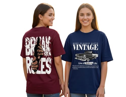 Image of AUSK Oversized T-Shirts || Printed Half Sleeve Tshirt for Womens
