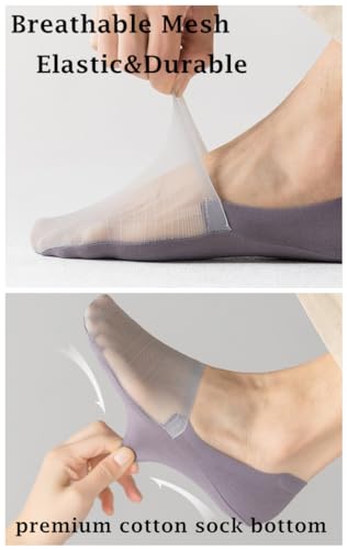 Men's No Show Socks - 5 Pairs Invisible Low Cut Liners Sock - Summer Thin Breathable Non-Slip Hidden Socks2