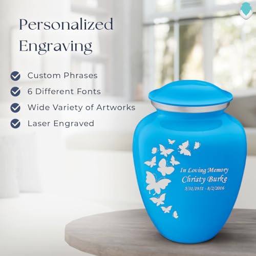 Image of Geturns - Adult Personalized Butterfly Cremation Urns for Human Ashes I Large Racing Blue Funeral Urn for Men and Women I 200 lbs